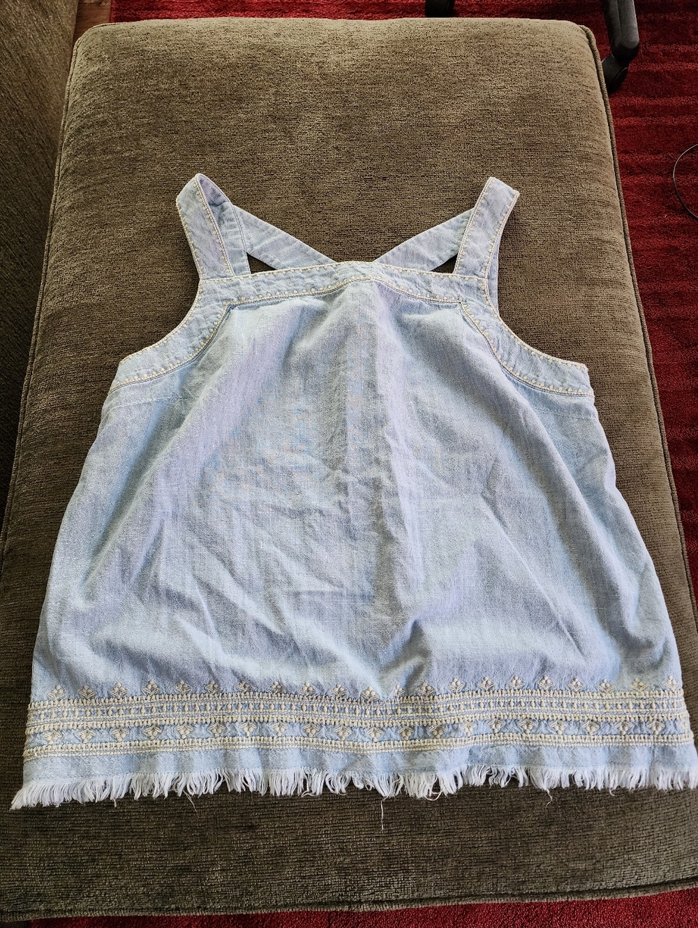 J. Jill Denim Tank Top With Embroidery